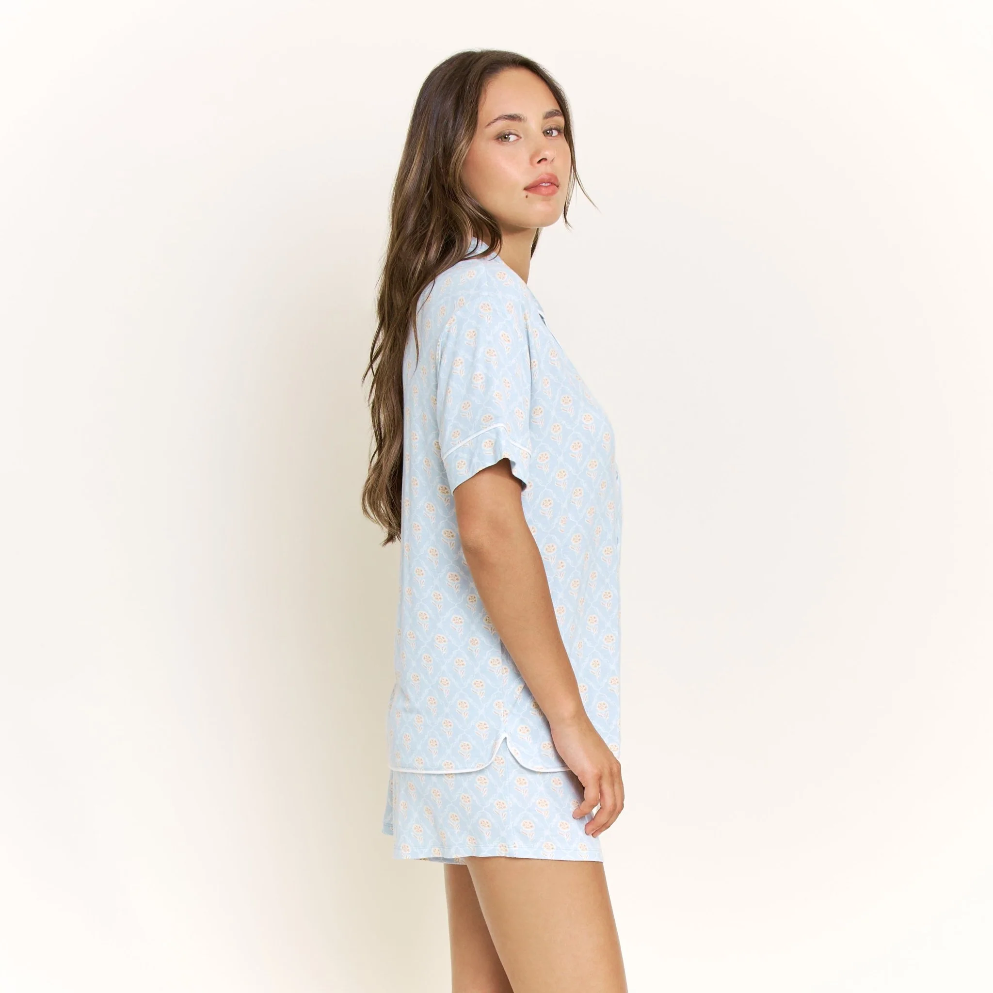 All American Shortie PJ Set in Blue Sky Garden Floral - Image 2