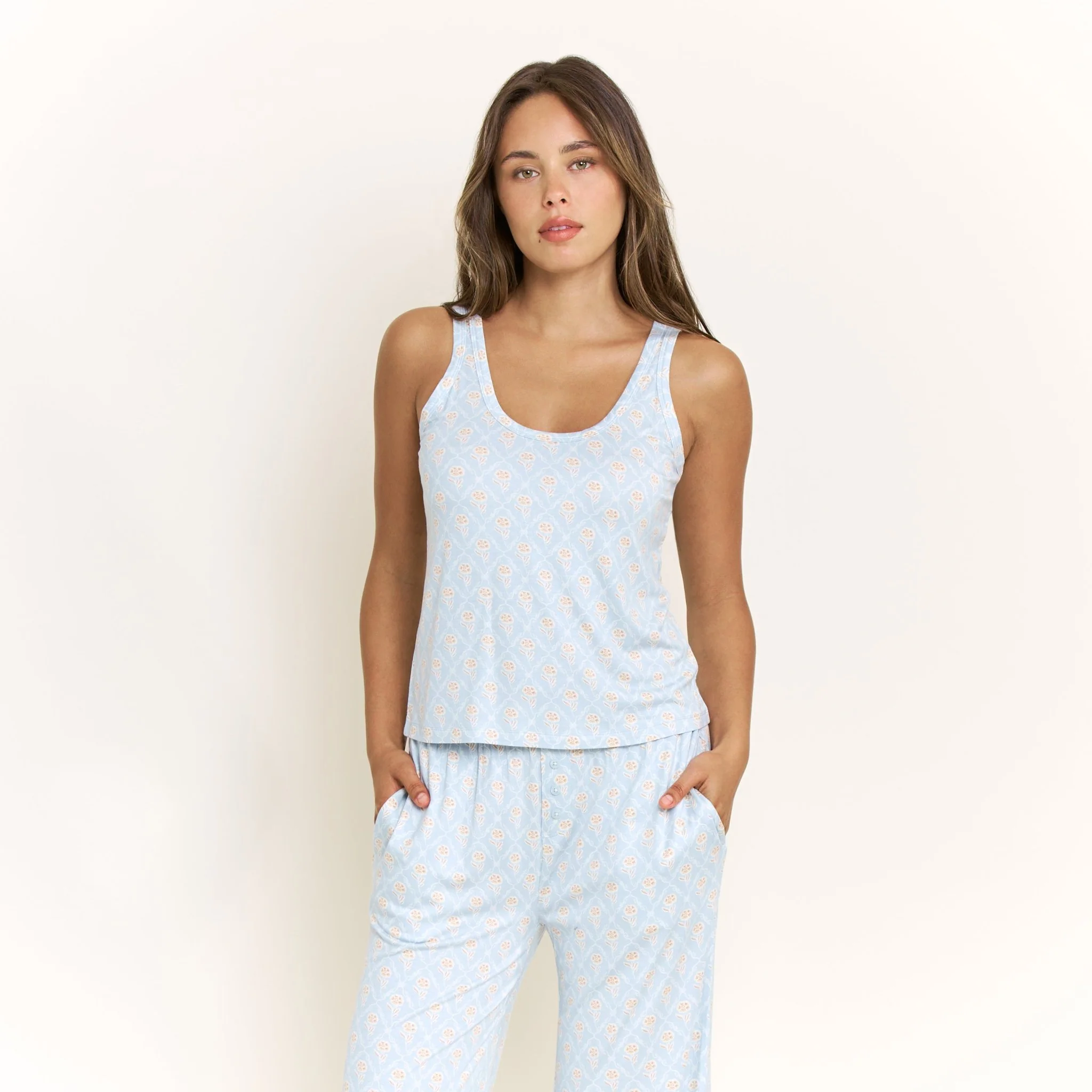 All American Tank Pant Set in Blue Sky Garden Floral - Image 2