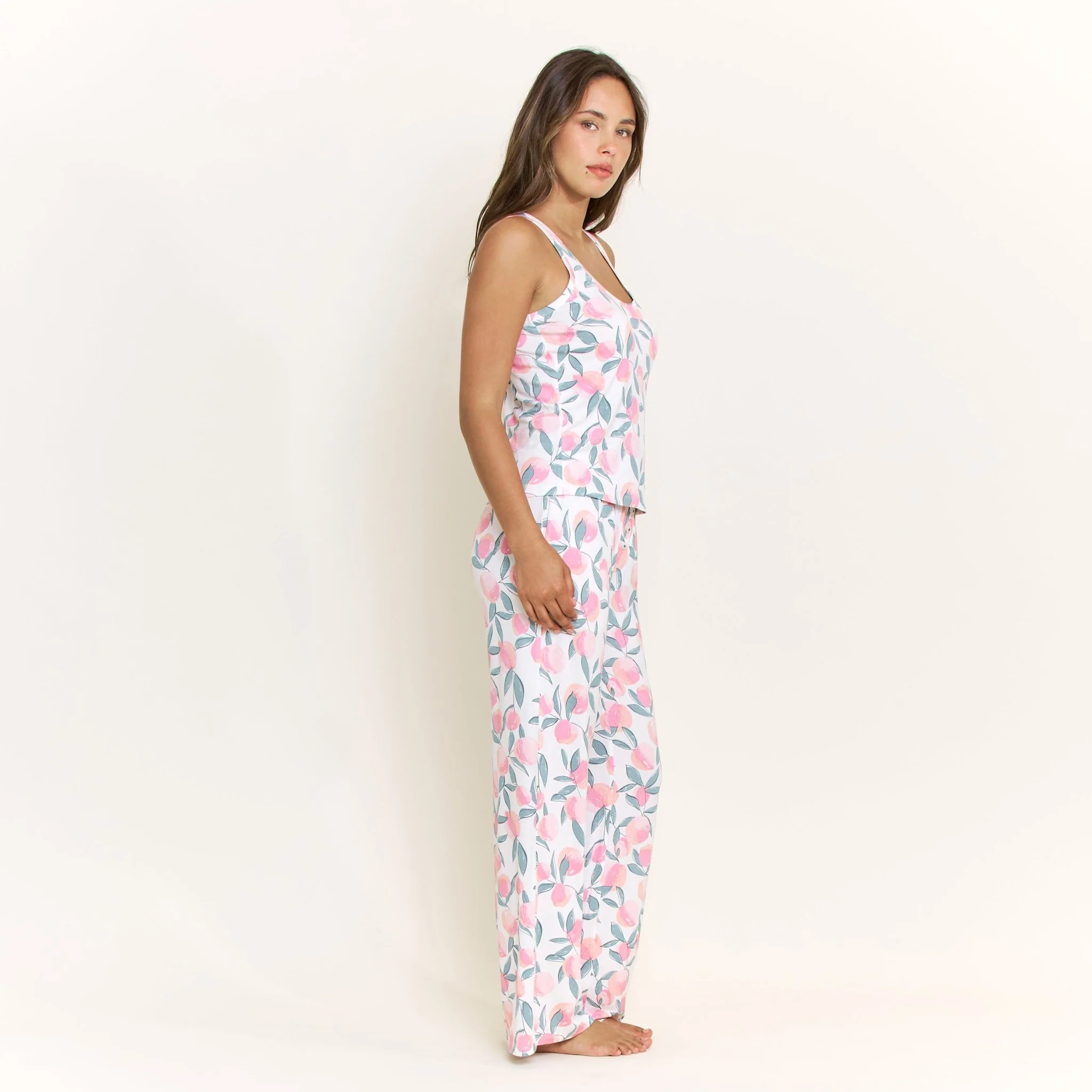 All American Tank Pant Set in Ivory Peach Blooms - Image 3