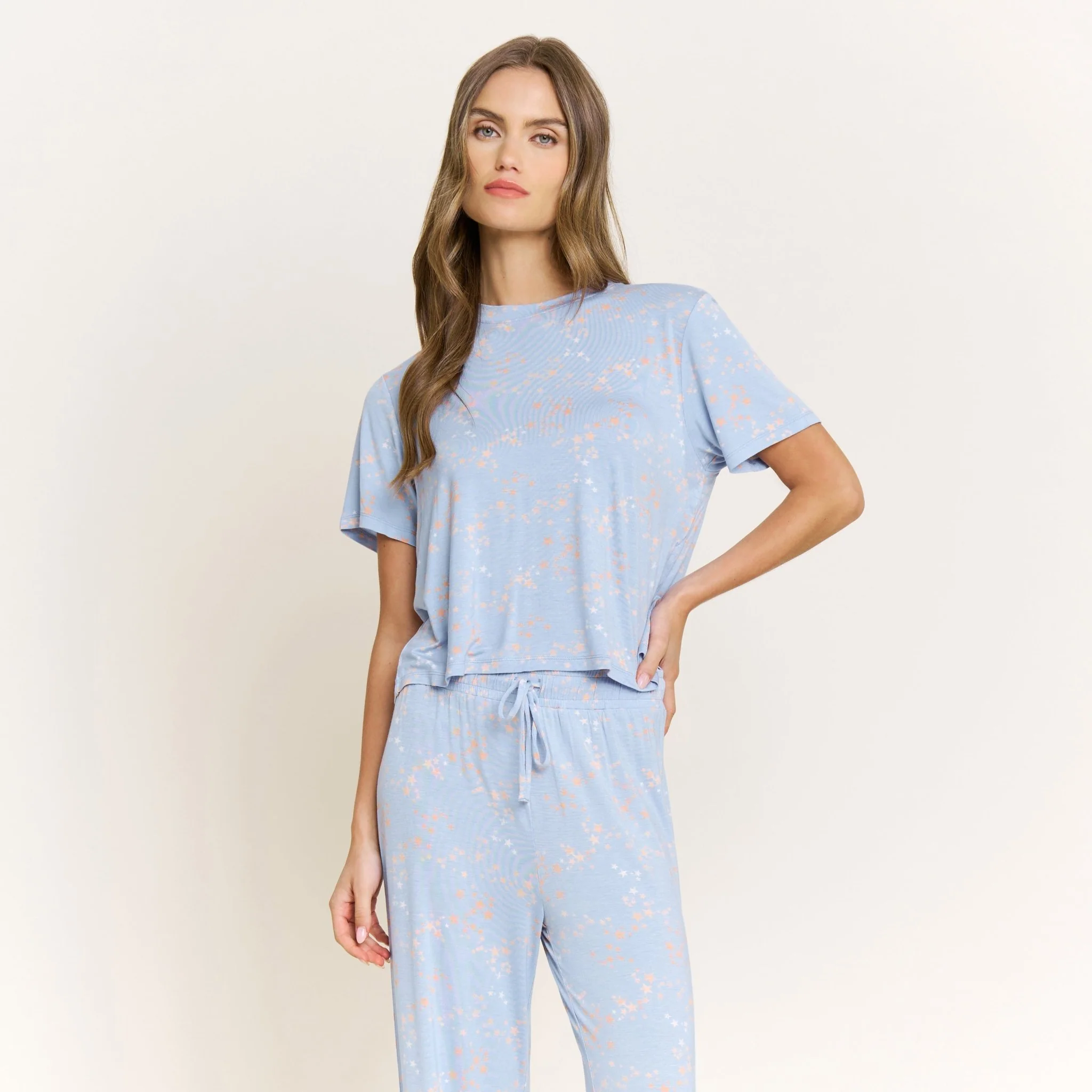 All American Tee Pant Set in Periwinkle Stars - Image 2