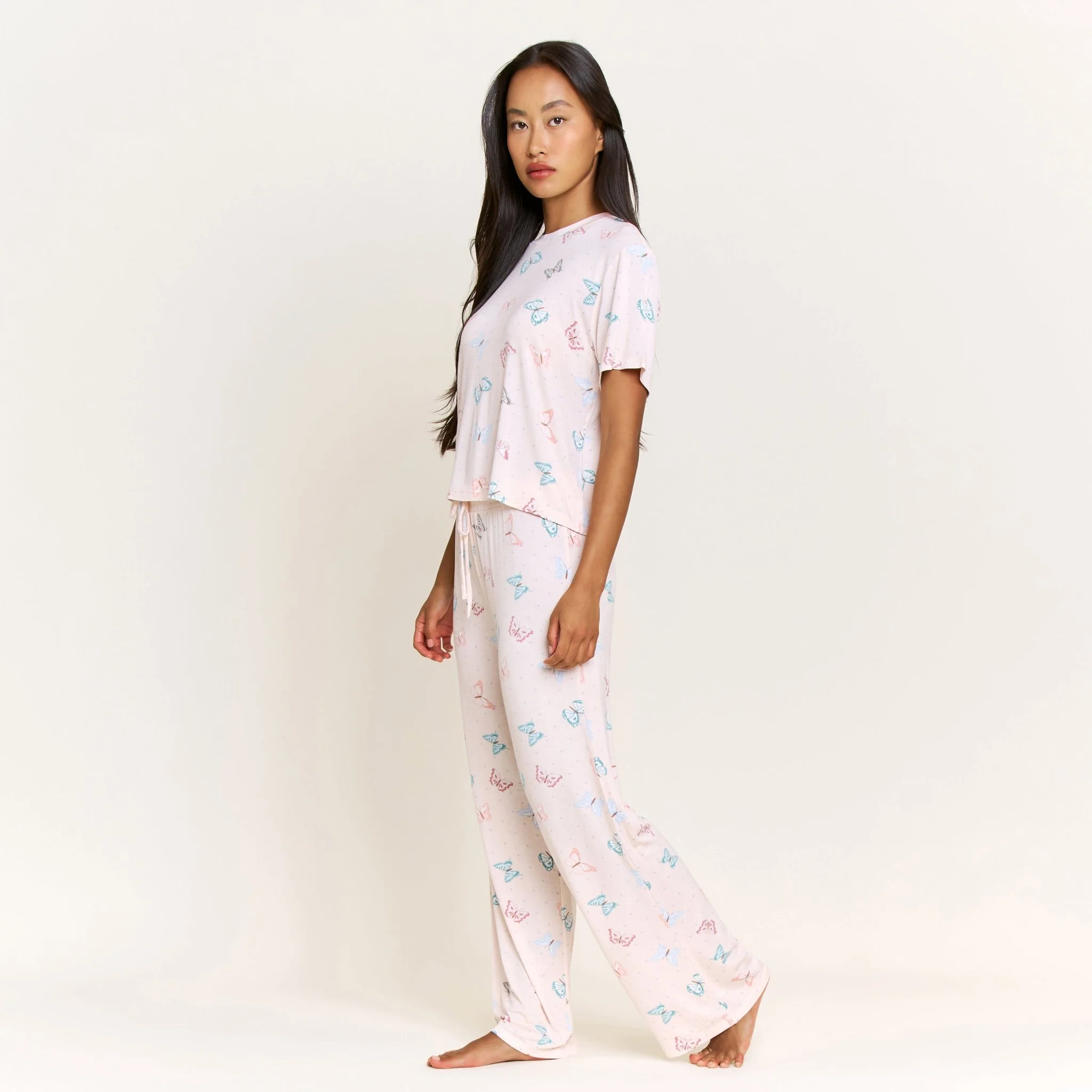 All American Tee Pant Set in Powdery Peach Butterflies - Image 3