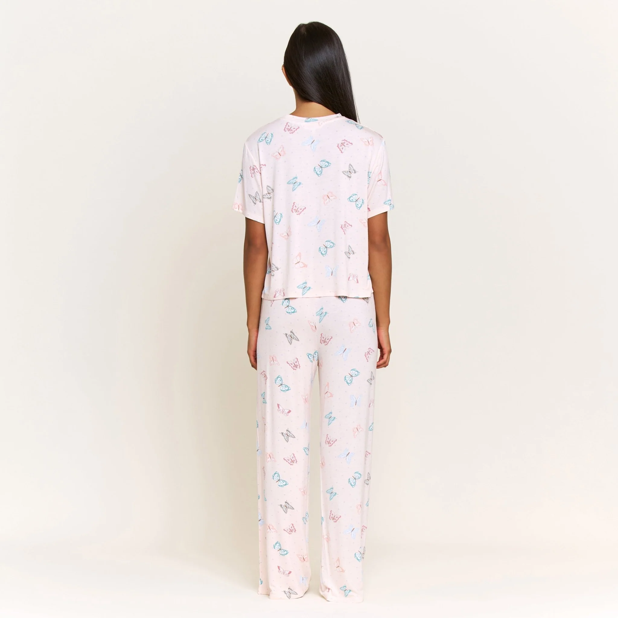 All American Tee Pant Set in Powdery Peach Butterflies - Image 4