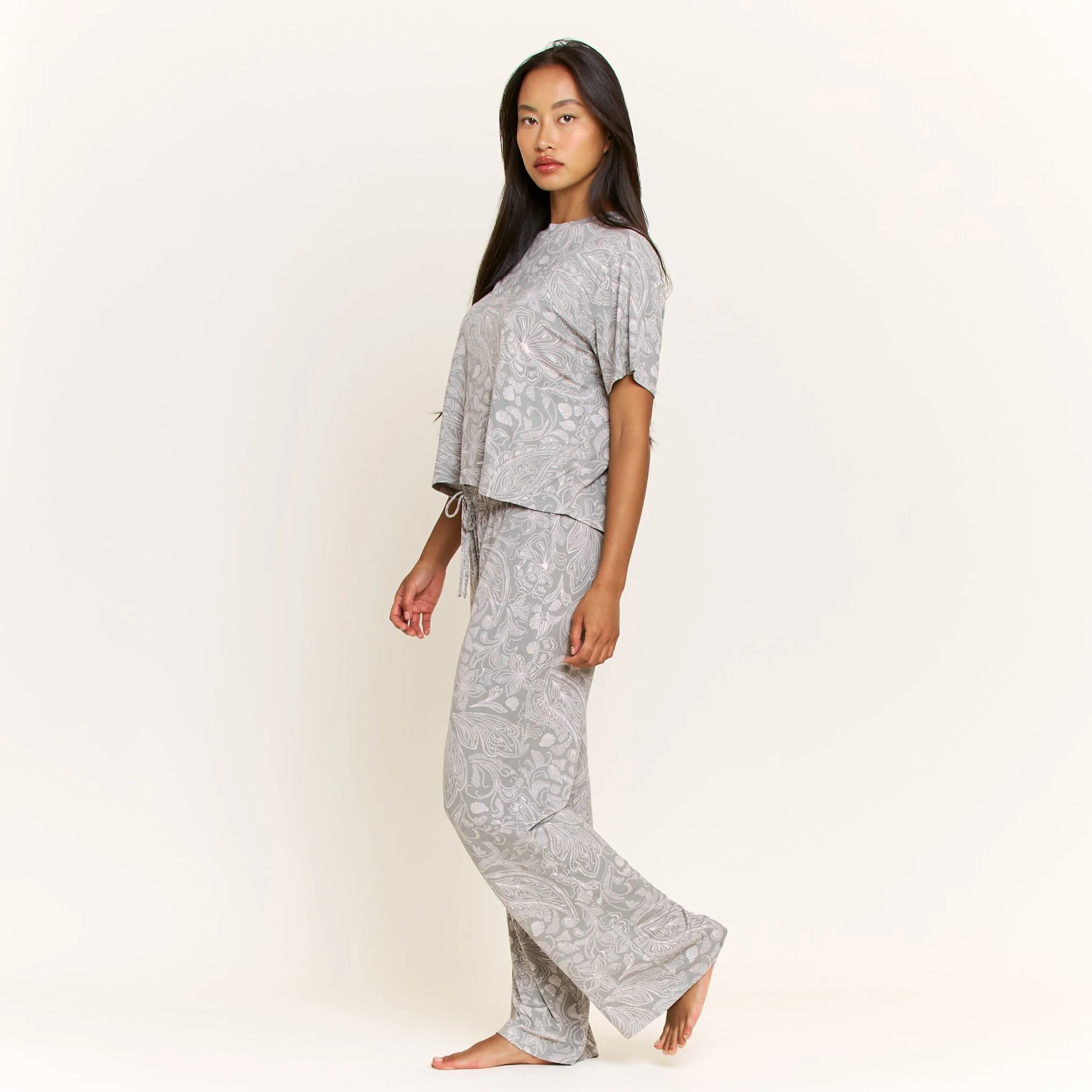 All American Tee Pant Set in Soft Olive Paisley - Image 3