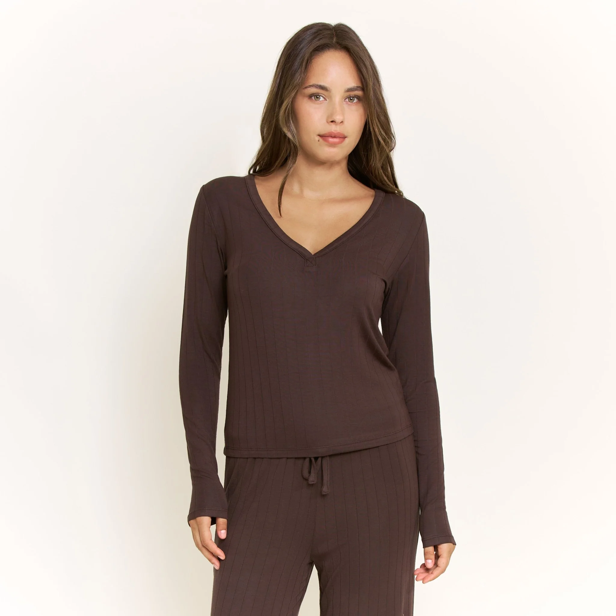 Cloud Modal Long Sleeve Top in Chocolate