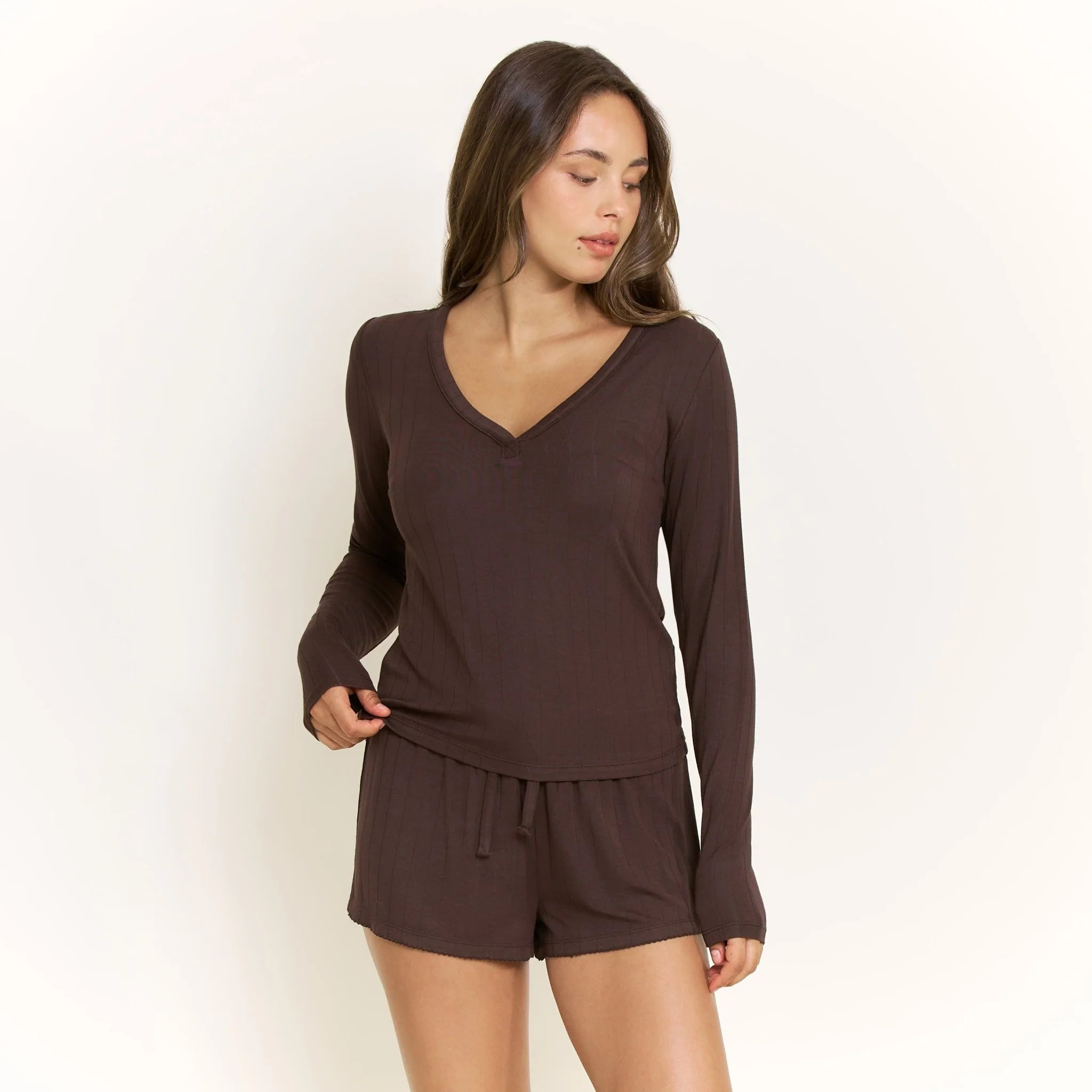 Cloud Modal Long Sleeve Top in Chocolate - Image 4