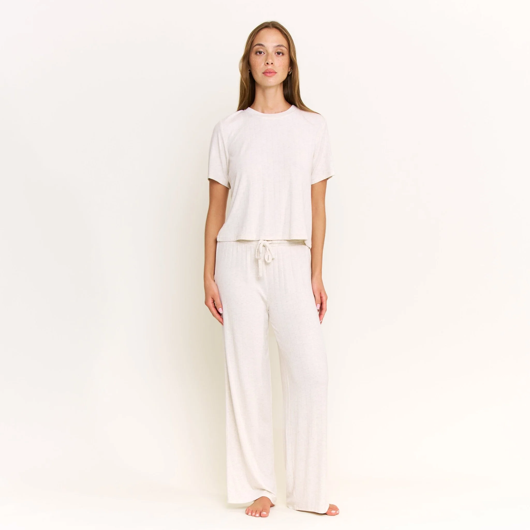 Cloud Modal Tee in Heather Oatmeal - Image 4