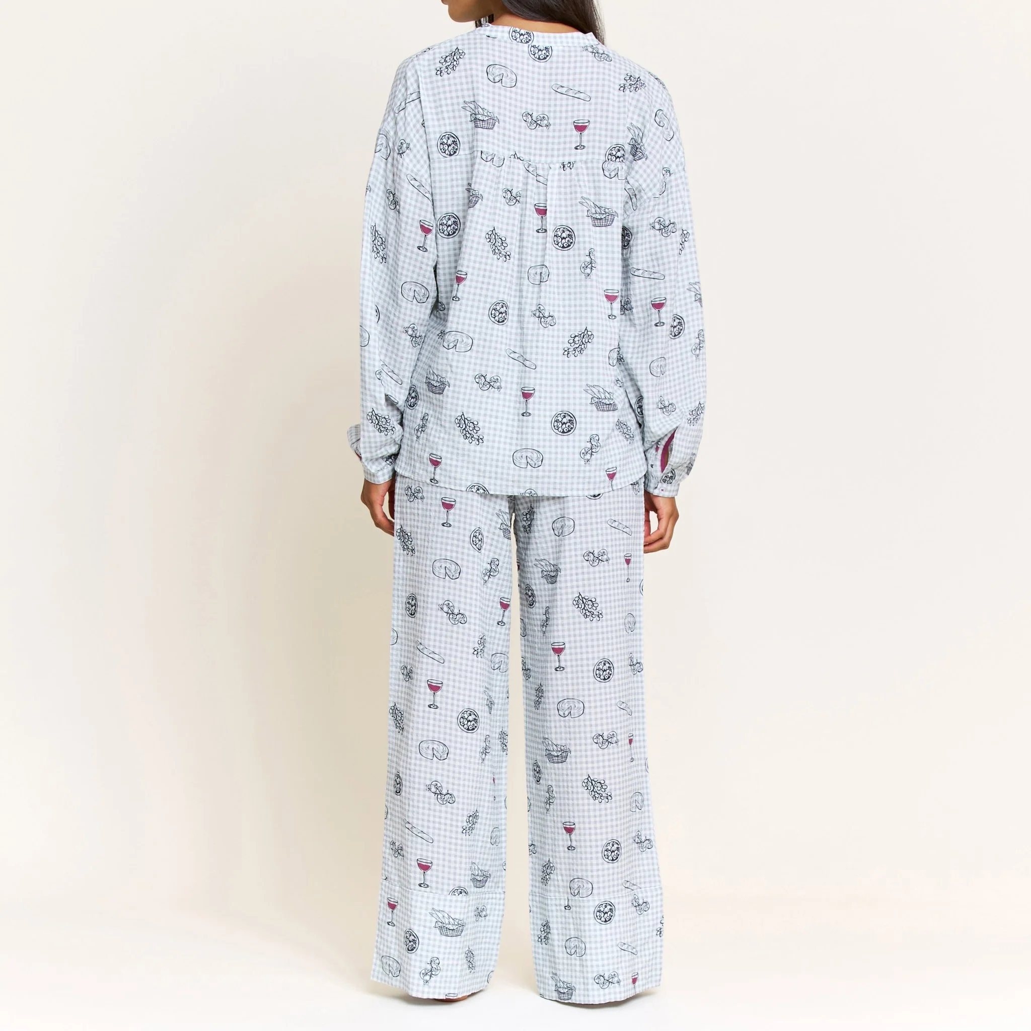 Good Life Long Sleeve Pant Set in Cool Blue Picnic - Image 5