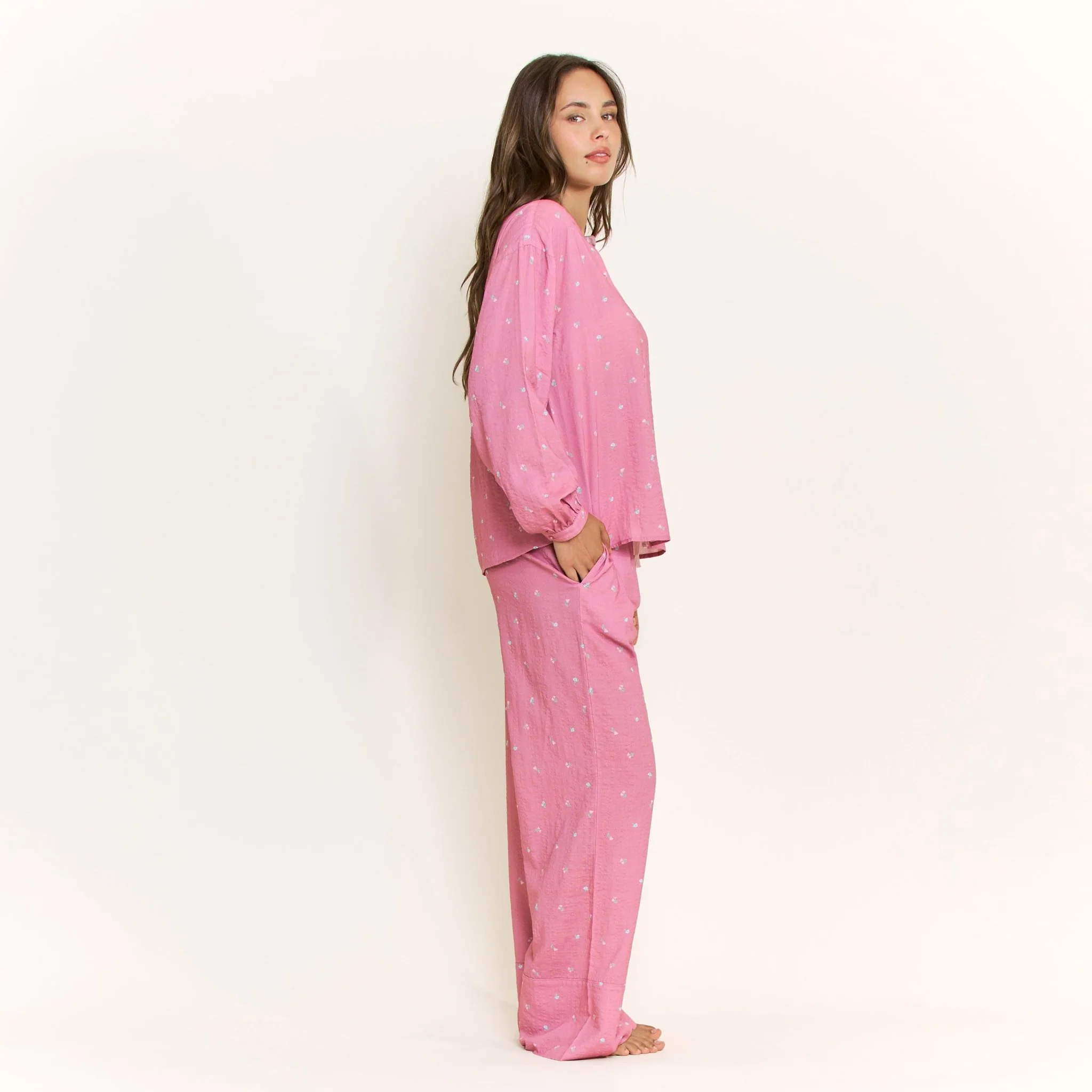 Good Life Long Sleeve Pant Set in Rosy Meadow Ditsy - Image 3