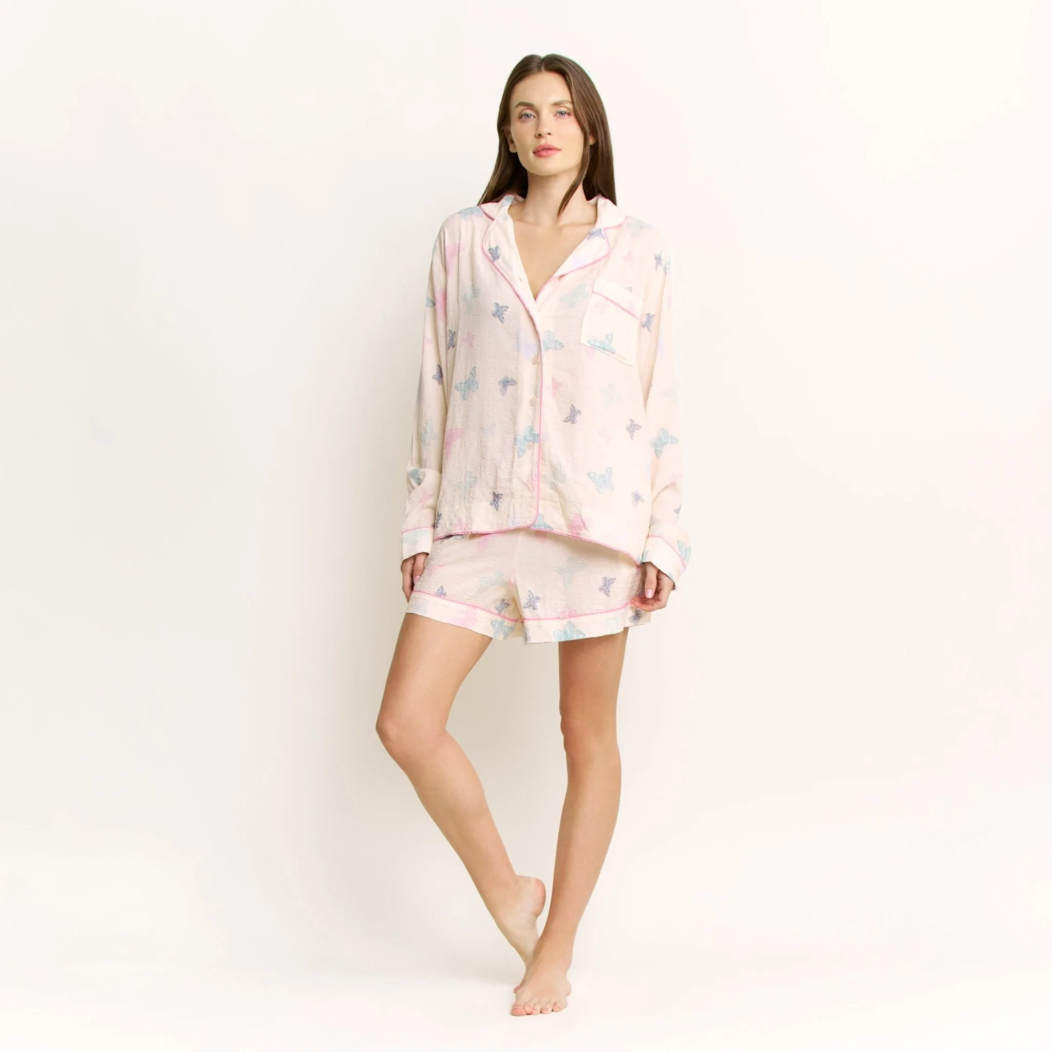 Good Life Long Sleeve Shortie PJ Set in Budding Butterflies - Image 2