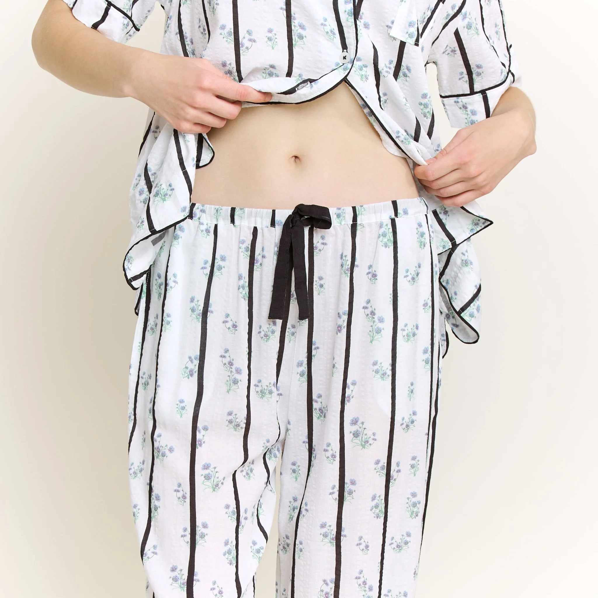 Good Life Short Sleeve PJ Set in Ditsy Stripe - Image 5