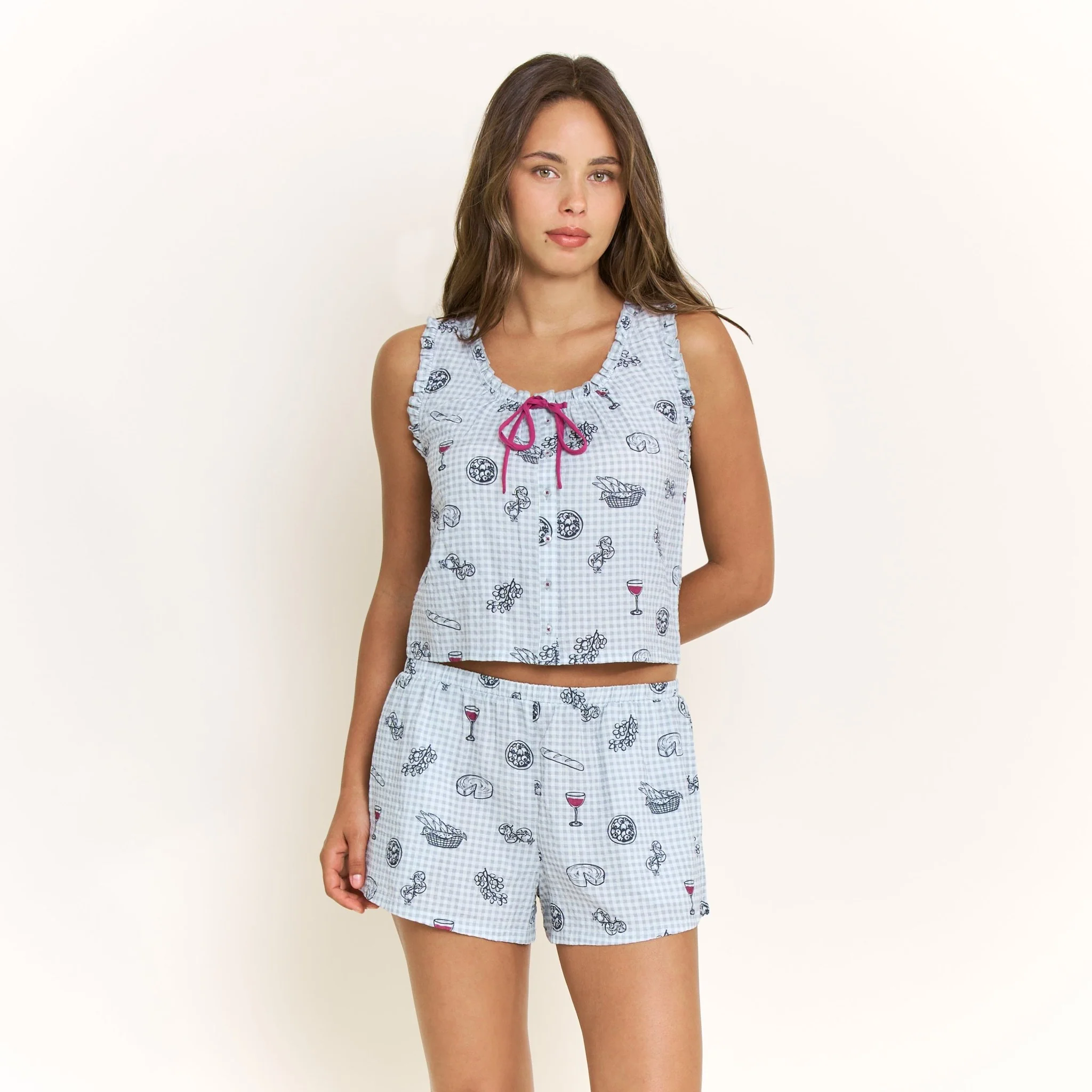 Good Life Tank Shortie Set in Cool Blue Picnic