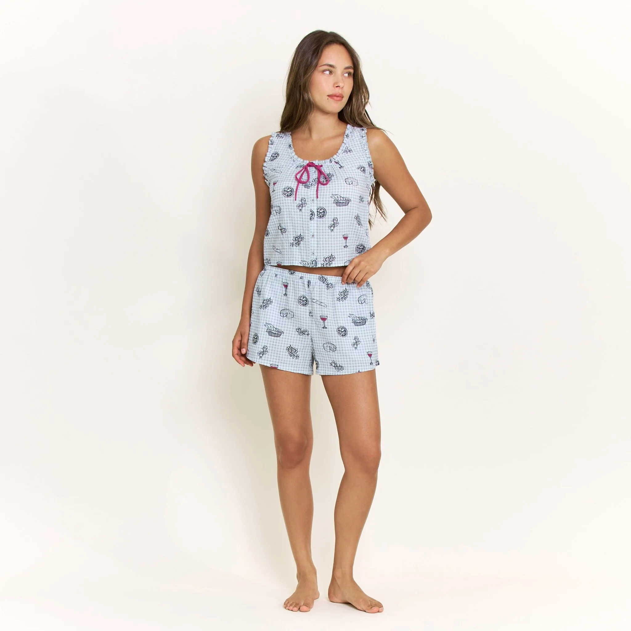 Good Life Tank Shortie Set in Cool Blue Picnic - Image 2