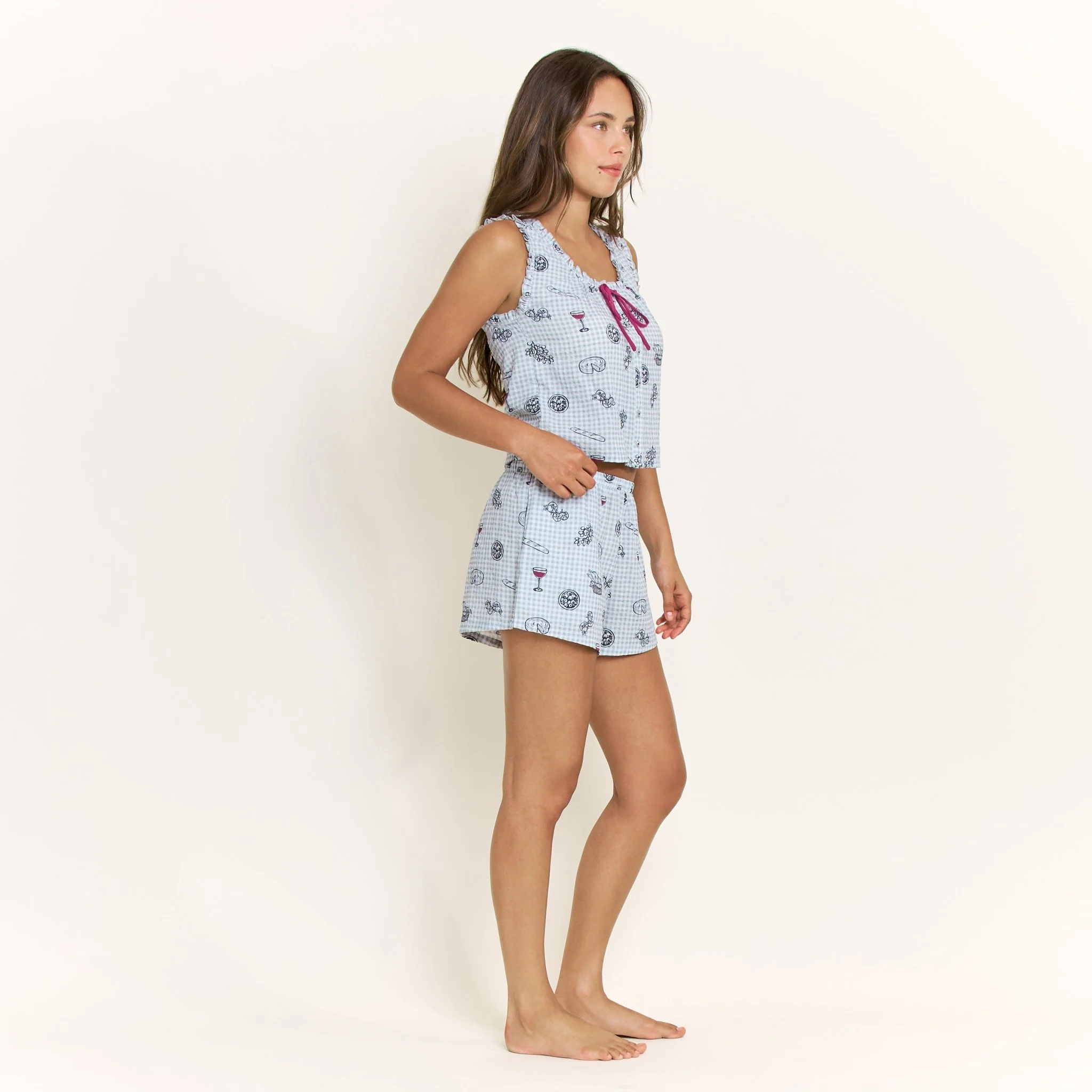 Good Life Tank Shortie Set in Cool Blue Picnic - Image 3