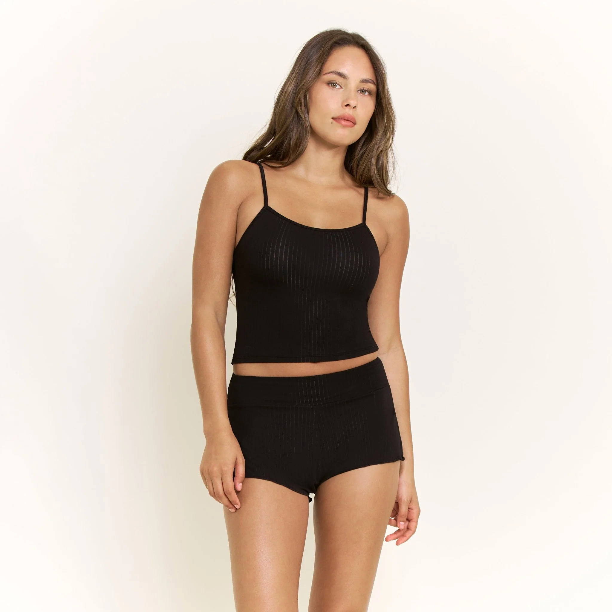 Janelle Cami Shortie Set in Black
