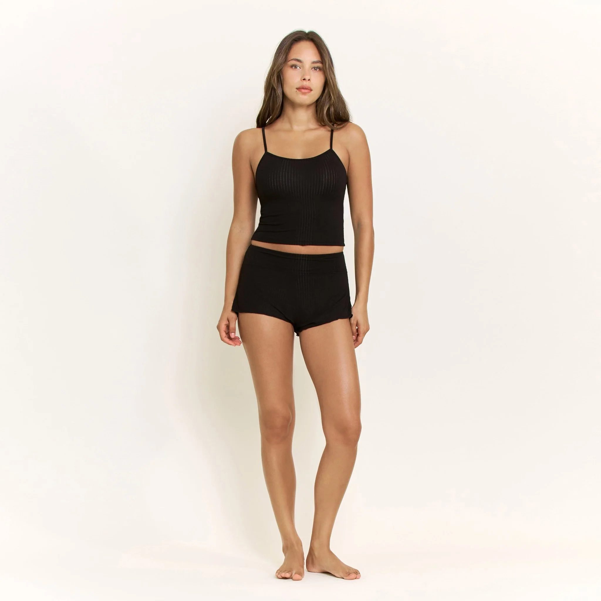 Janelle Cami Shortie Set in Black - Image 2