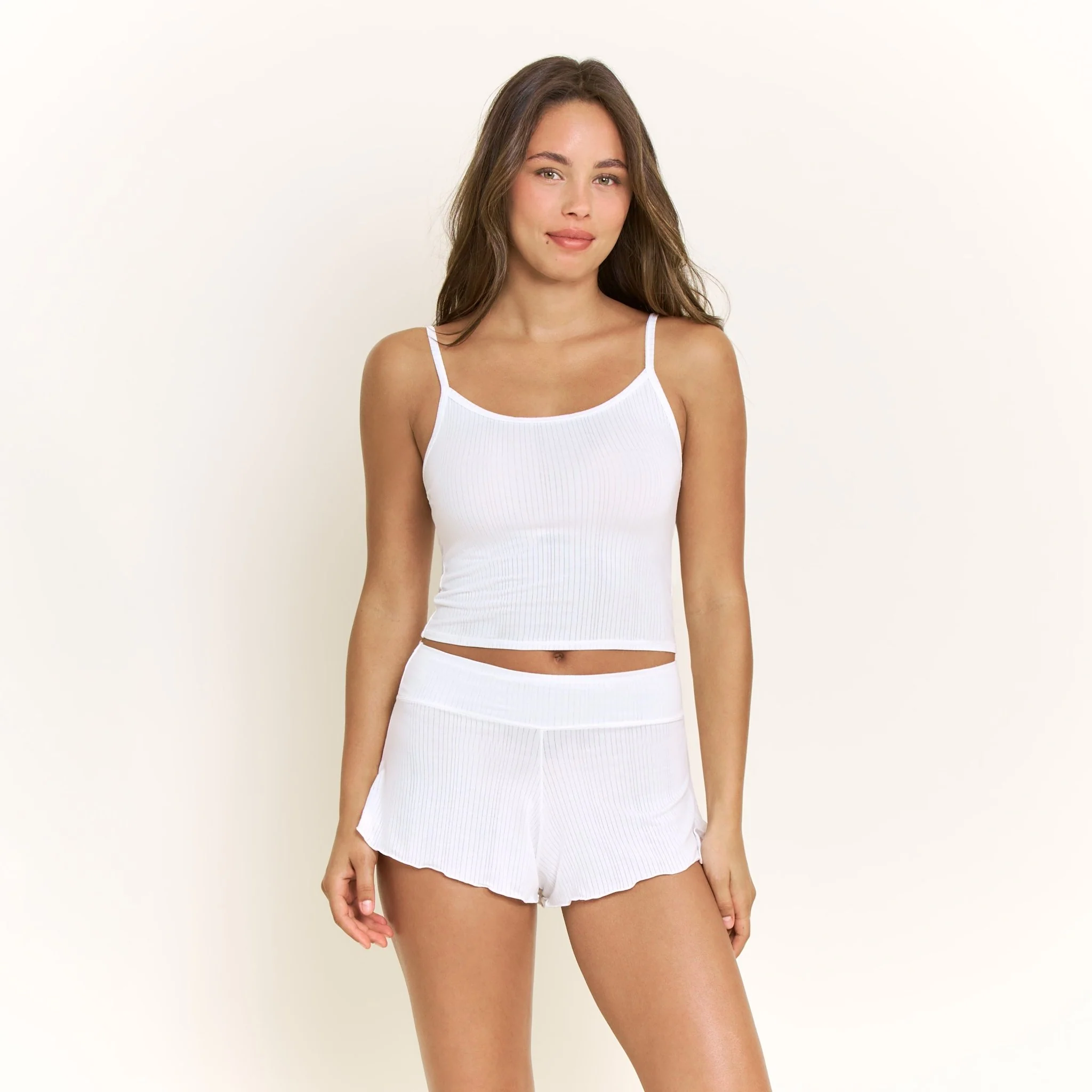 Janelle Cami Shortie Set in White