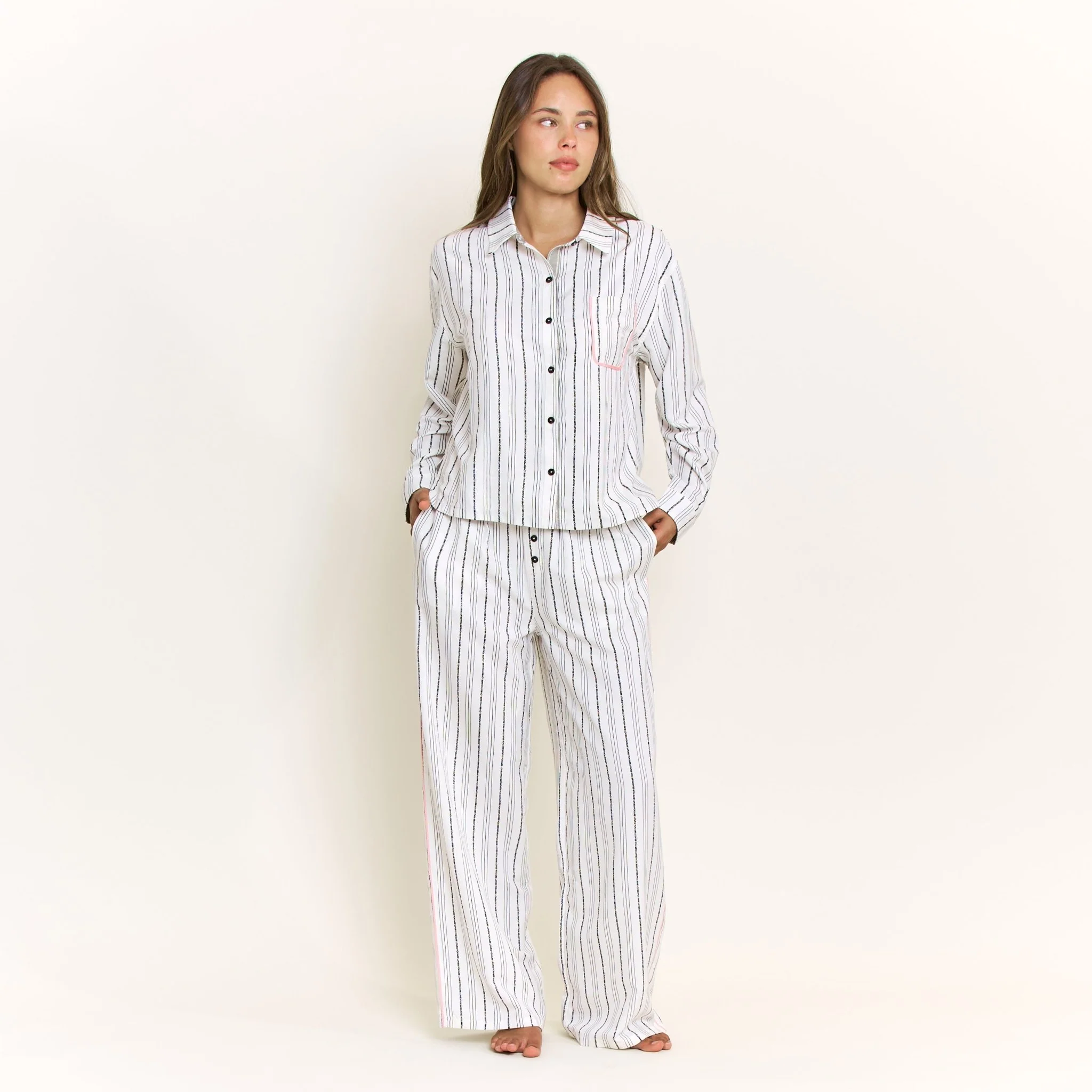 Nap Era Long Sleeve Top in Ivory Stripe - Image 2
