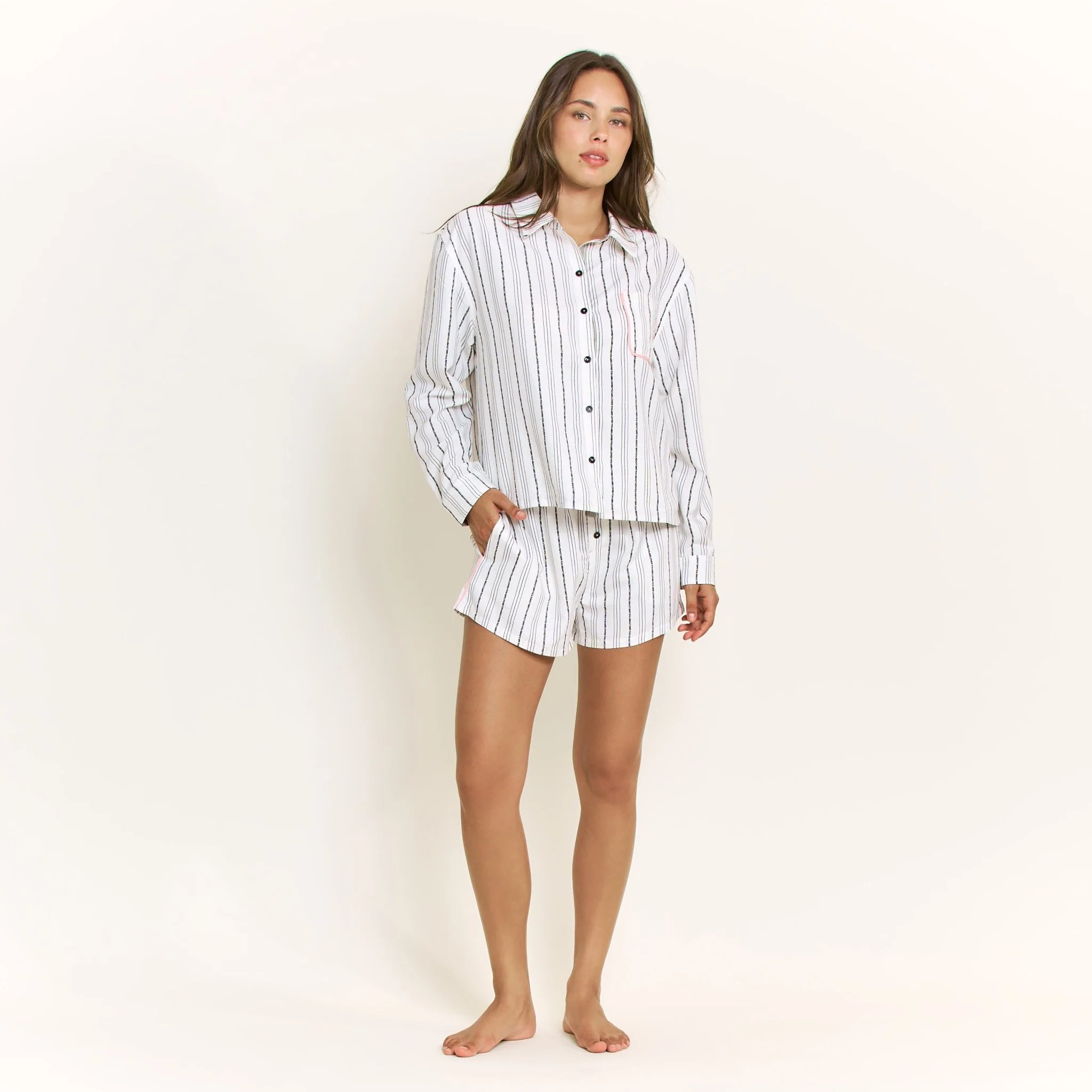 Nap Era Long Sleeve Top in Ivory Stripe - Image 6
