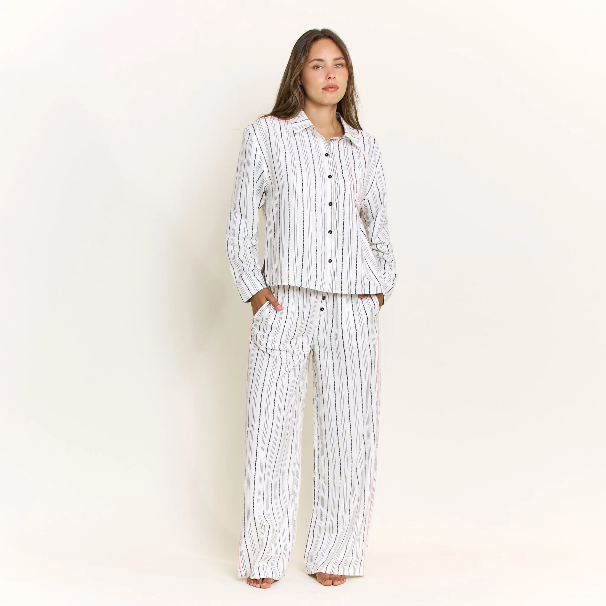 Nap Era Pant in Ivory Stripe - Image 2