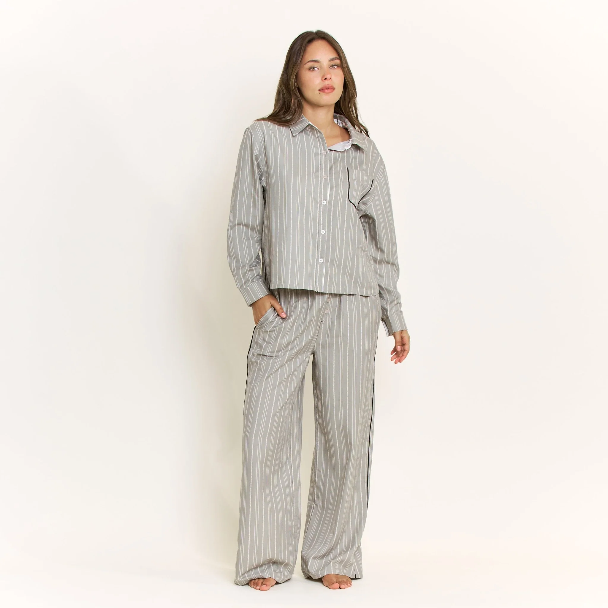Nap Era Pant in Soft Olive Stripe - Image 2