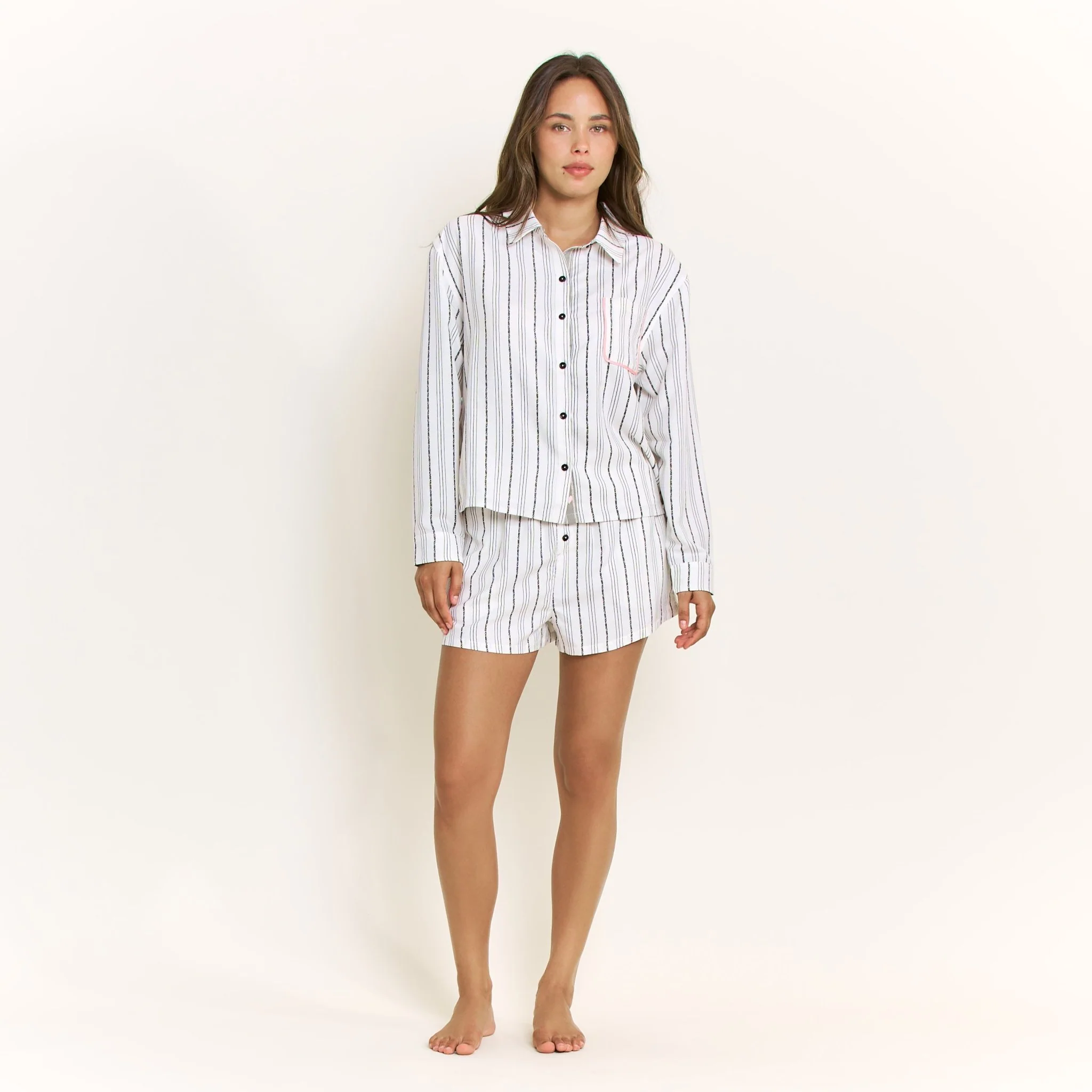 Nap Era Short in Ivory Stripe - Image 2