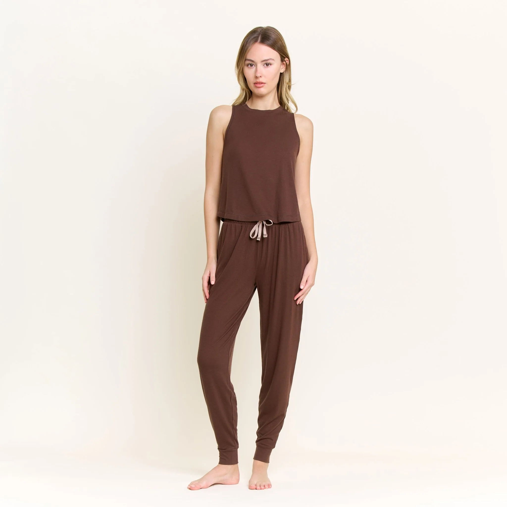 Star Seeker Tank Pant Set in Chocolate