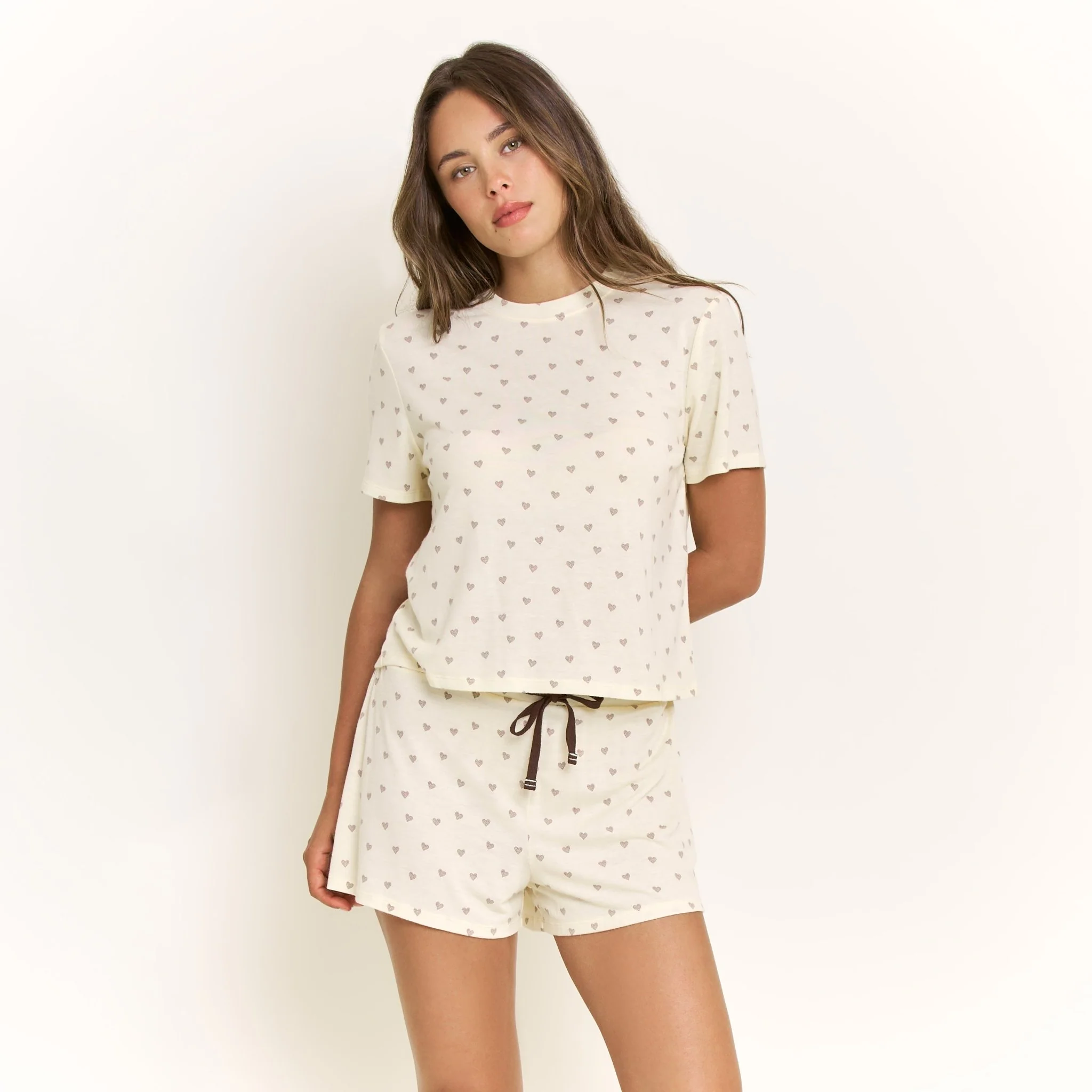 Star Seeker Tee Shortie Set in Butter Daydream Hearts