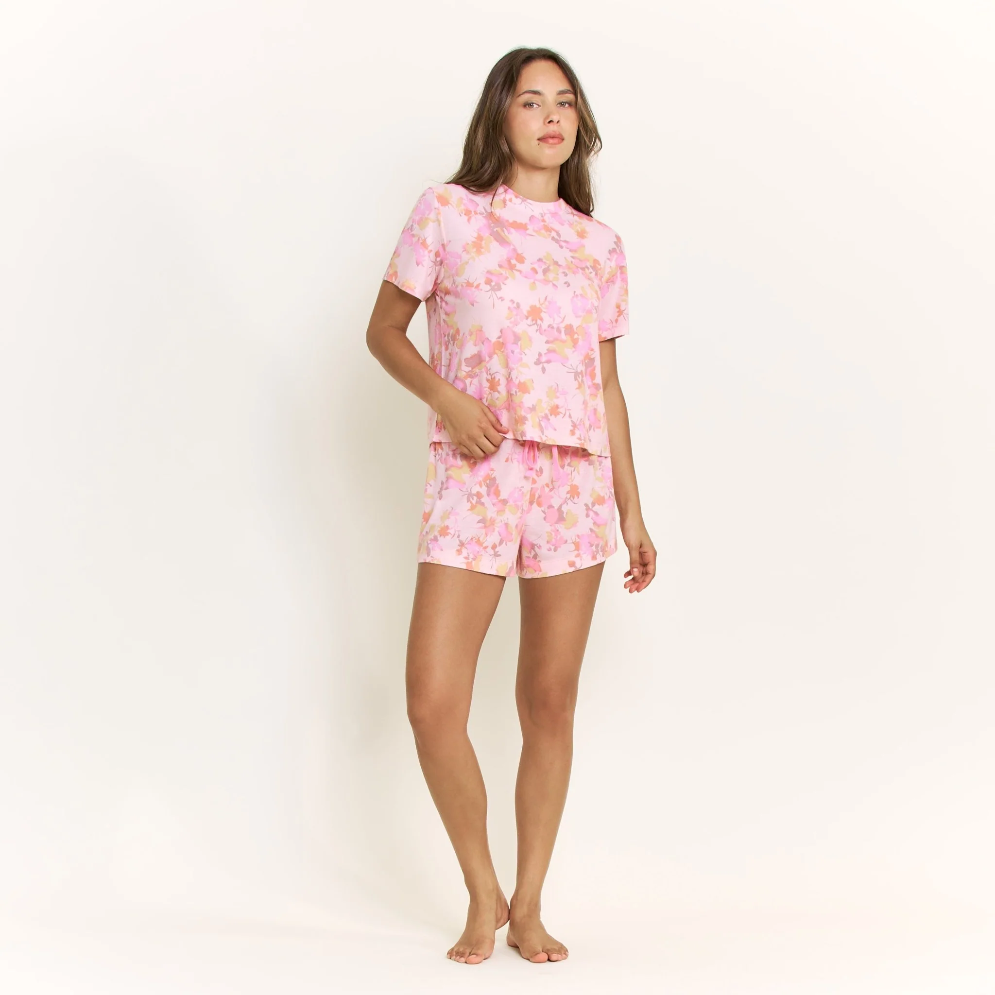 Star Seeker Tee Shortie Set in Rose Quartz Floral - Image 2
