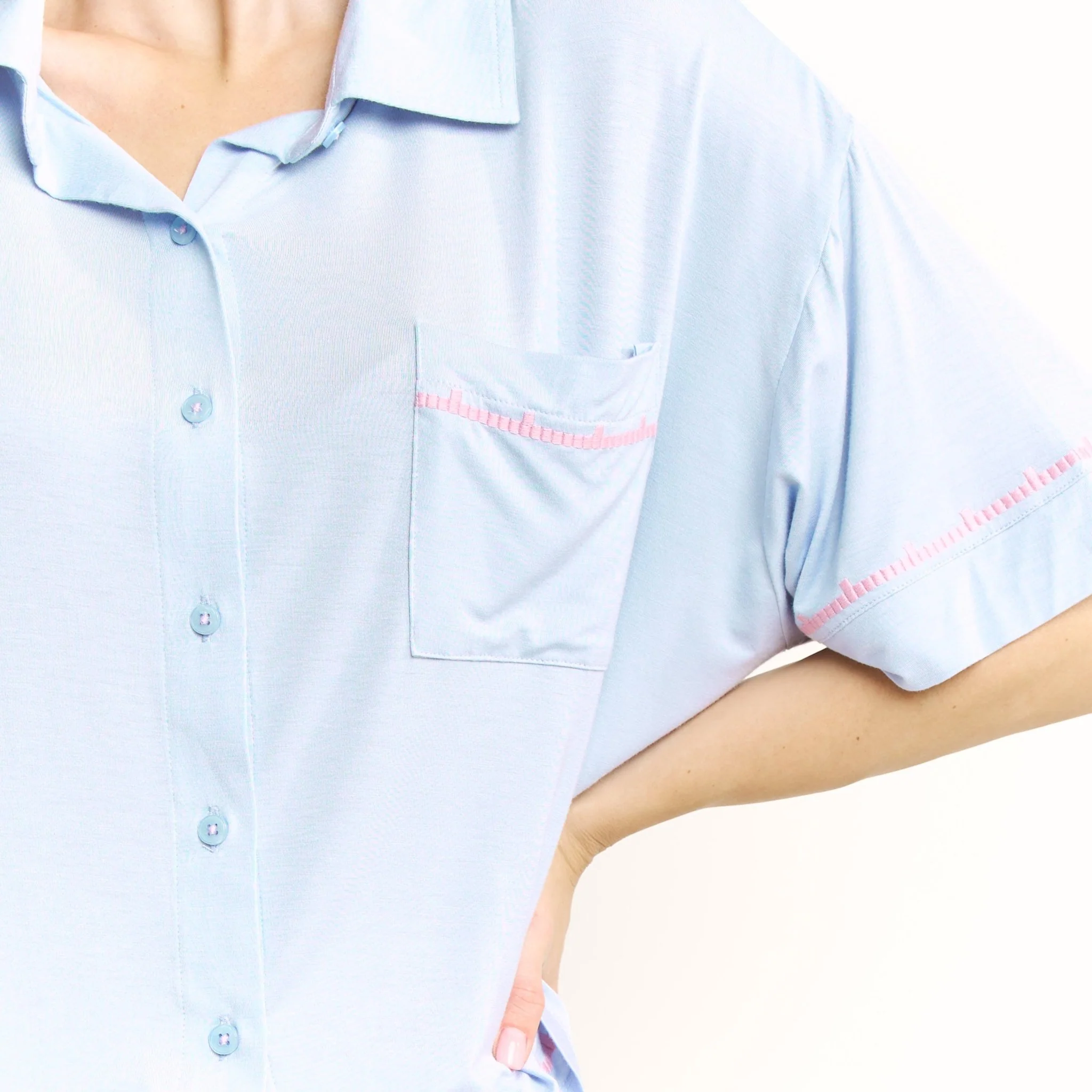 Sweet Solstice Short Sleeve PJ Set in Moonbeam - Image 5